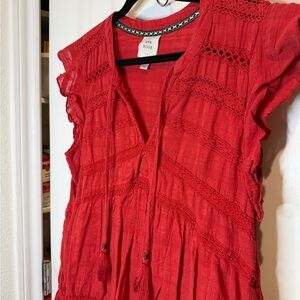 Knox Rose Red Dress with Embroidered Trim